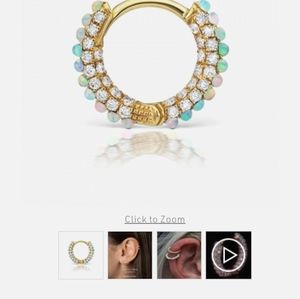 Maria Tash 8mm Opal Diamond Pave Earring